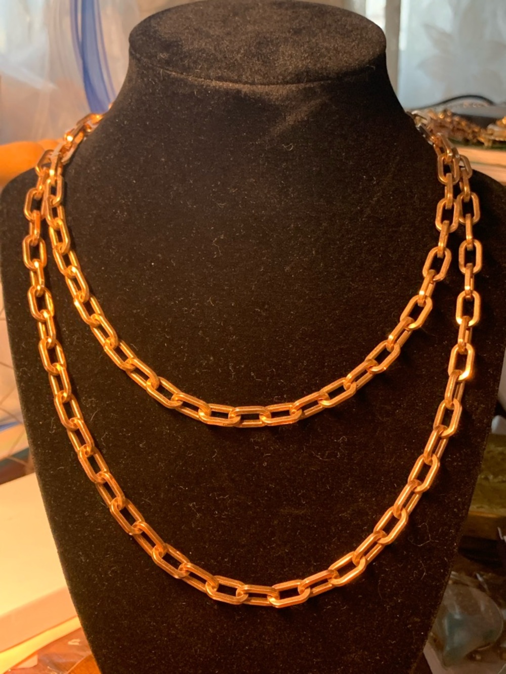 Milor Rectangular Link Necklace in Warm Gold
